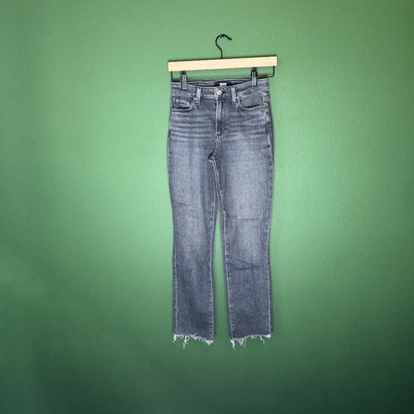 Paige Cindy High Rise Ankle Fray Straight Jeans Ash Black Size 25 - Picture 2 of 5